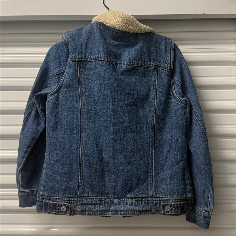 Old Navy Blue Denim Jacket with Cream Sherpa Collar Size S - Picture 6 of 7